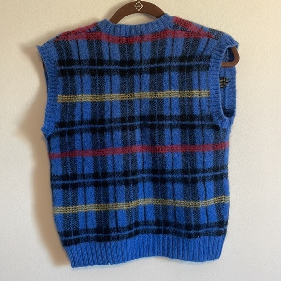 Retro Academia Wool Plaid Sweater Vest Vtg Lord & Taylor Blue Grandpa Eclectic - Picture 9 of 16
